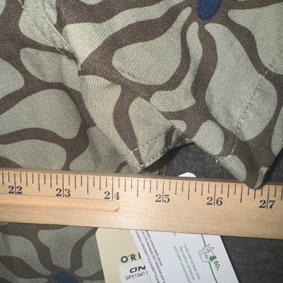 O­Neill Men XXL Short Sleeve Button Up Shirt Abstract Floral Print Green Tan NEW - Picture 5 of 8